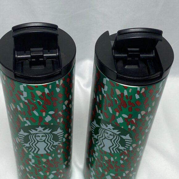 Starbucks 2019 Holiday Confetti Insulated 16oz Tumbler Set Of 2 Stainless Steel - Picture 11 of 12